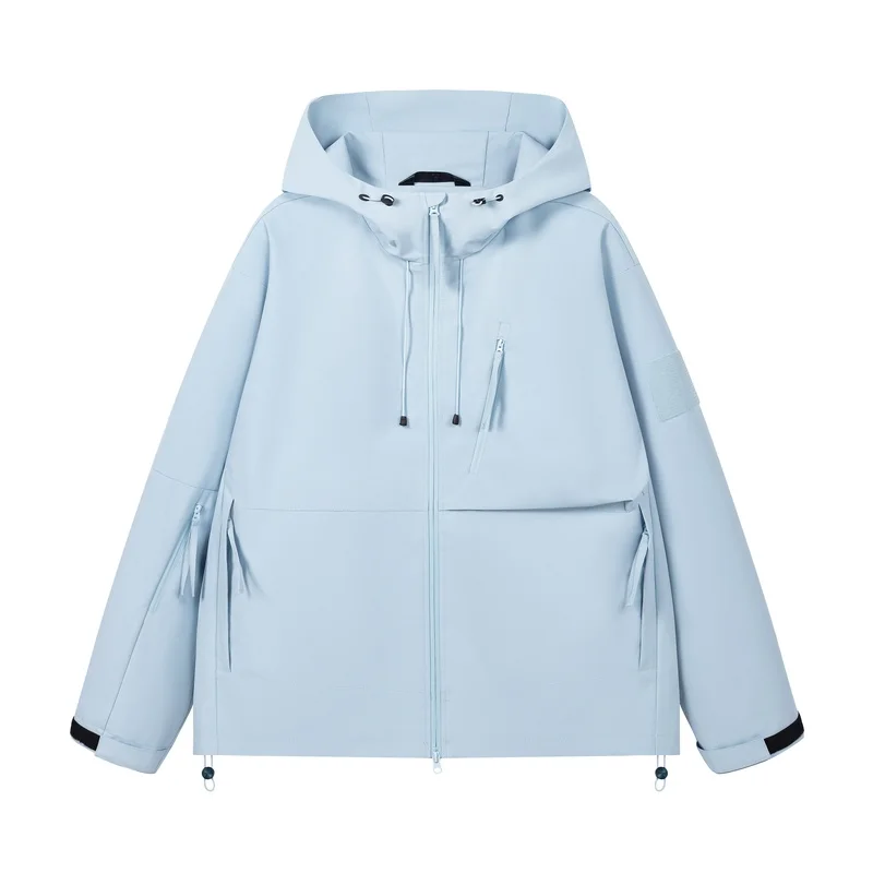 GIOIOGIOIOMen's Windbreaker，Spring and Autumn New Solid Color Hooded Waterproof Wear-Resistant Wrinkle-Resistant Men's Jacket
