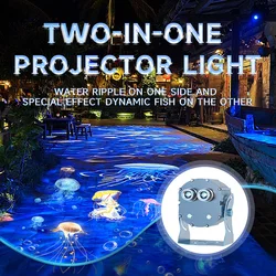 Water Ripple Fish Double Pattern Projector Light Outdoor Ground Atmosphere Lighting Custom Advertising Logo Door Sign Spotlights