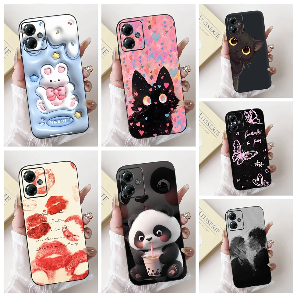 

Для Moto G14 чехол модный силиконовый роскошный противоударный чехол с цветами милого кота для Motorola Moto G14 задняя крышка PAYF0010IN