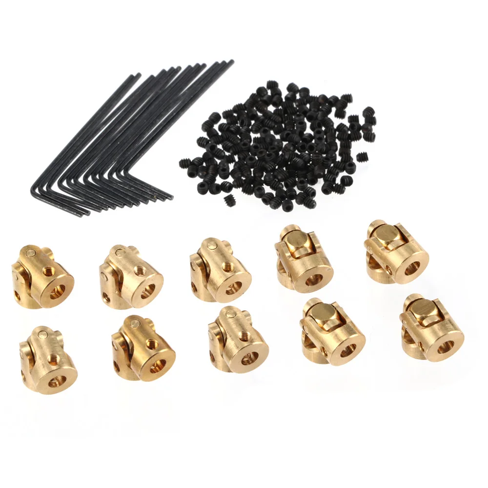 1/3/5/10/20PC 3mm to 3mm Micro Brass Universal Joint Motor Shaft Coupler Connector for 1/24 1/18 RC Car Boat DIY Airplane Gimbal