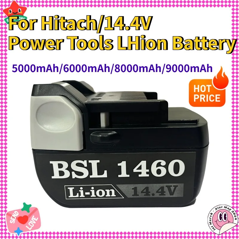 2025 بطارية قابلة للشحن لشركة هيتاشي ليثيوم أيون 14.4 فولت 9.0AH استبدال أداة البطارية BSL1430 CJ14DSL BSL1440 CR14DSL BSL1415