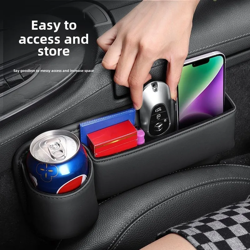 Hot selling Leather Car Seat Gap Organizer Storage Box Keys Card Cup Phone USB Reserved Charging Cable Hole Interior Accessories