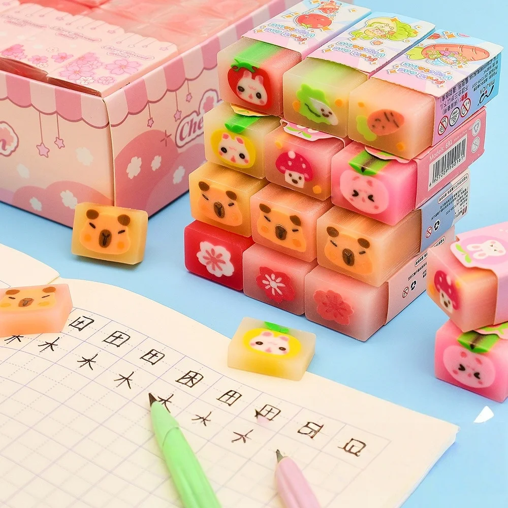 Low-Dust Clean Pencil Eraser for Students More 20 Colors Cartoon Sandwich Style Creative Drawing Stationery School Supplies