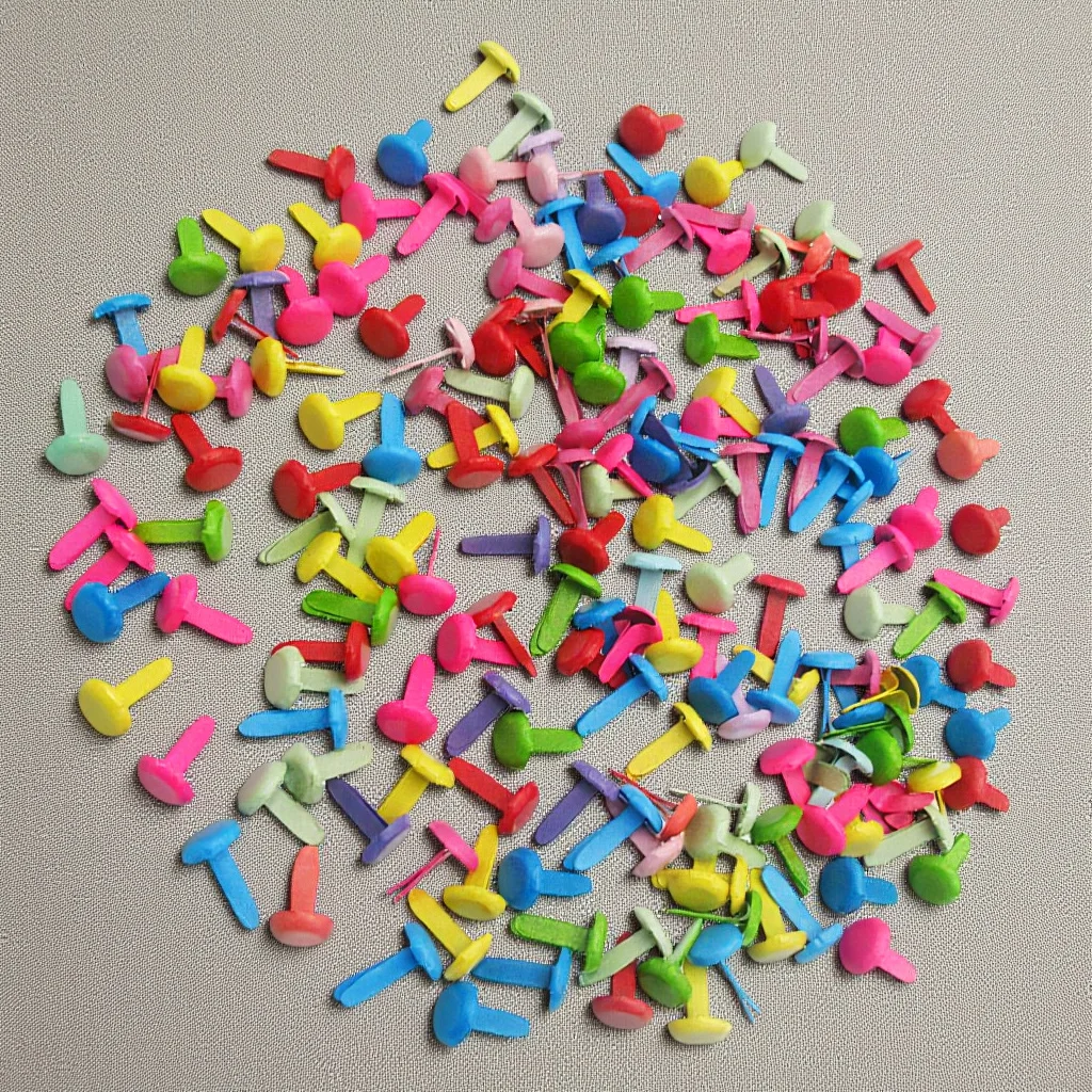 

100Pcs Pastel Two-Legged Nail Brads 4.5mm Mini Round Metal Clips for DIY Paper Art Scrapbooking Children's Handicraft Projects