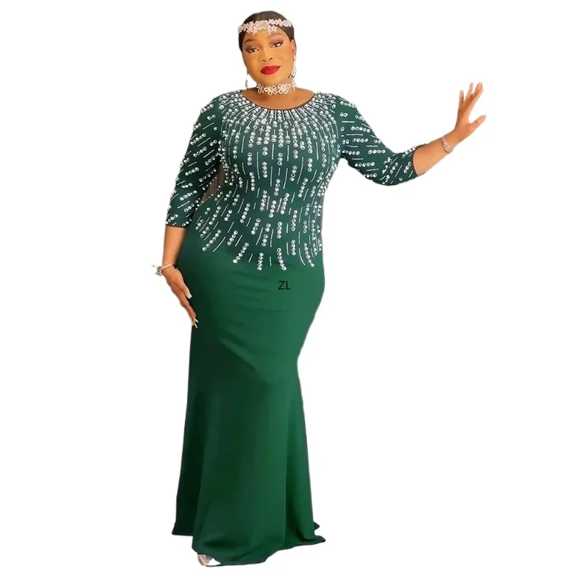 

Elegant plus Size African Ankara Long Dress Dashiki Robe for Women 2026 New Turkey Wedding Party Clothing Elegant African Outfit
