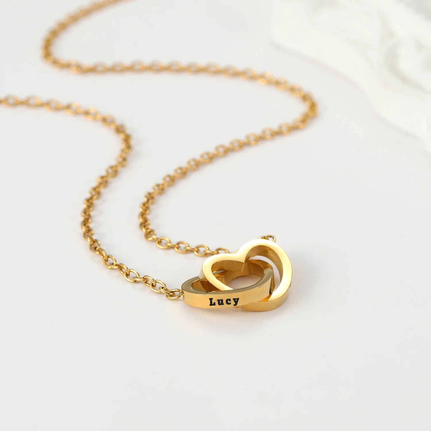 Eternal Rose Box -Heart Necklace & Soap Flower Gift Box Customize Heart Name Necklace Valentine's Day Gift for Women For Mom