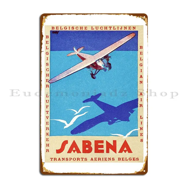 1930 S Sabena Airlines Metal Sign Personalized Kitchen Party Wall Plaque Bar Tin Sign Poster