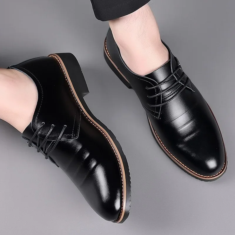 Chaussures provoqué formelles en cuir pour hommes, chaussures décontractées respirantes pour hommes, chaussures de conduite non aldes, marque de luxe italienne, haute qualité