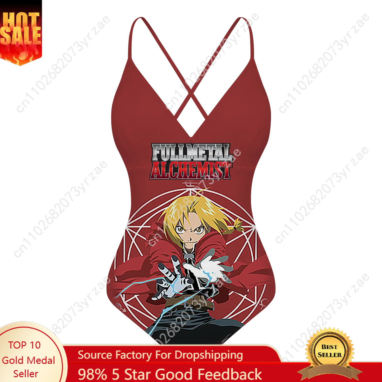 

Fullmetal Alchemist V-neck Halter Back Swimsuit Women Bathing Suits Pool Party Swimwear Fashion Sexy Bikini Custom Bathing Suits