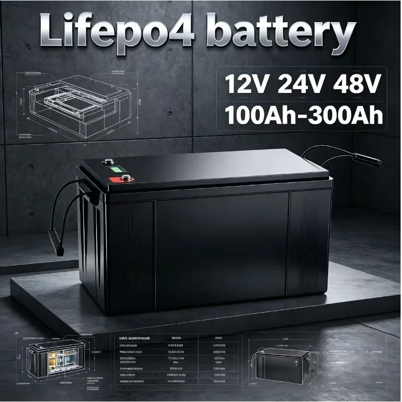 

High-Capacity LiFePO4 Batteries: 12V/24V/48V 100Ah-400Ah Long-Lasting Power: 4000+ deep cycles, 10x longer than lead-acid batter
