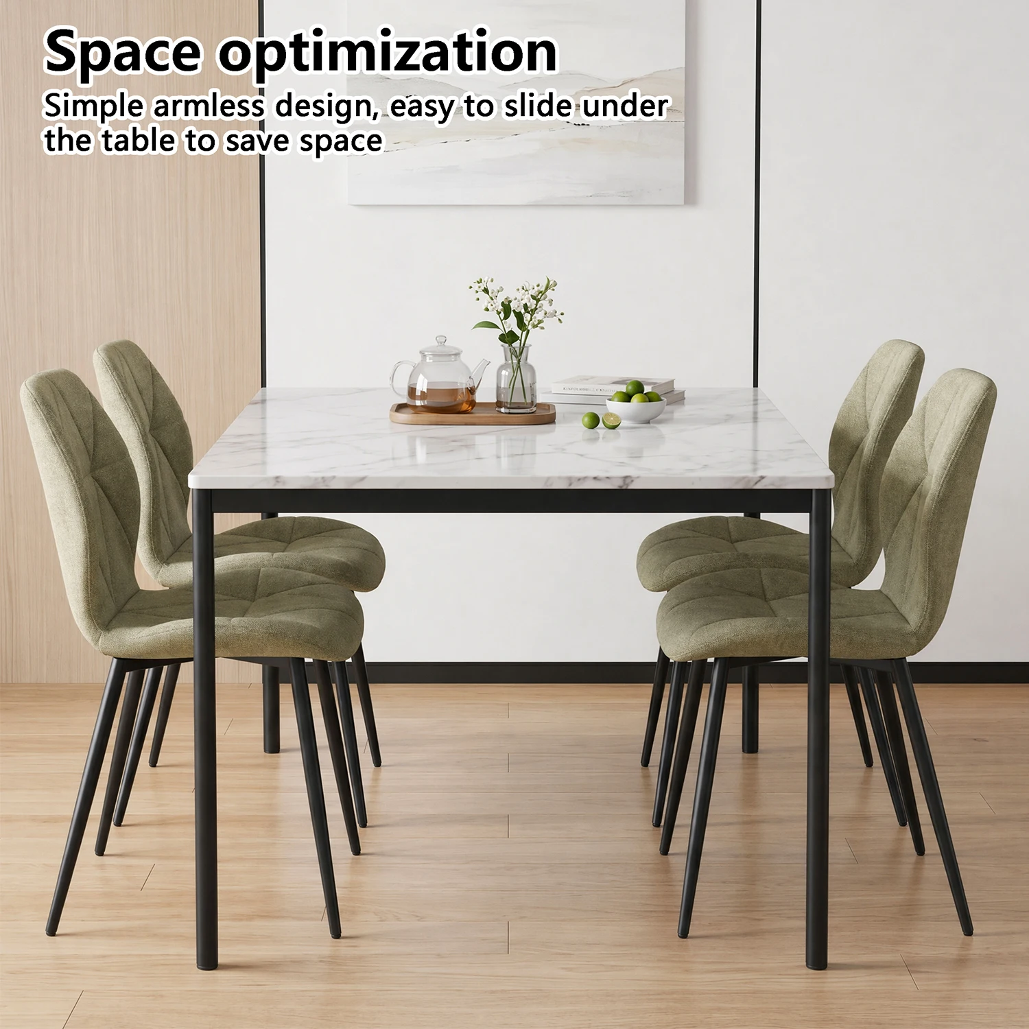 GrandCA HOME Set mit 2/4/6 modernen Esszimmerstühlen, gepolstert, mit Leinenstoff bezogen, minimalistische Bürostühle für Küche und Esszimmer – Detail 21