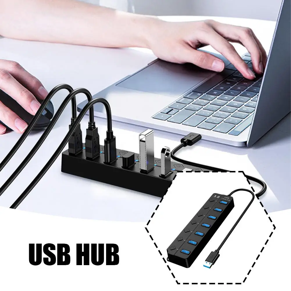 Usb Hub 3.0 Multiprise Usb High Speed Splitter 7 Port 5gbps Power Adapter Usb 2.0 Expander Switch For Computer Accessories A4x0