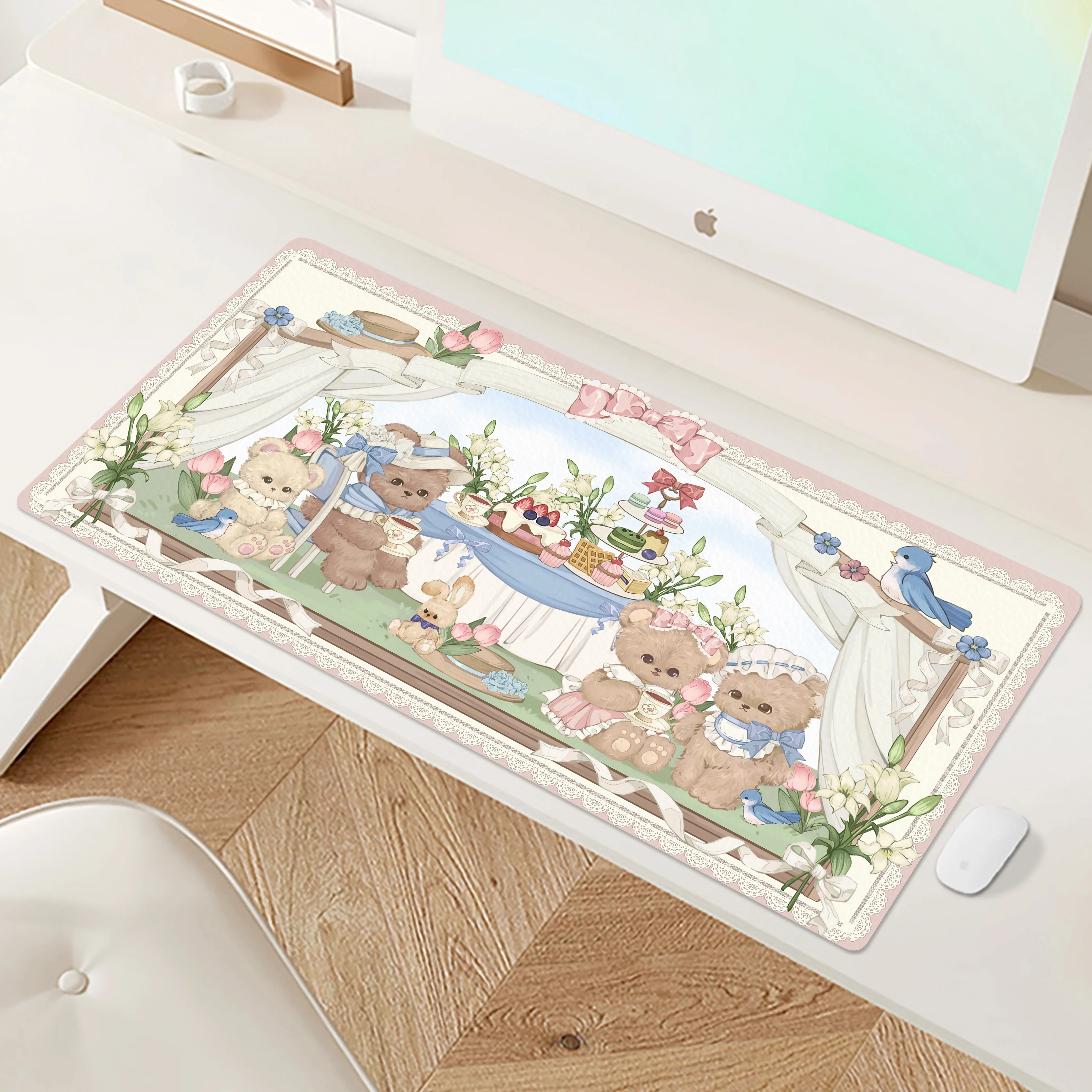 Nuovi arrivi tappetino per mouse Kawaii simpatici animali tappetino da scrivania grande tappetino per tastiera antiscivolo per ufficio in pelle PU decorazione per ragazza