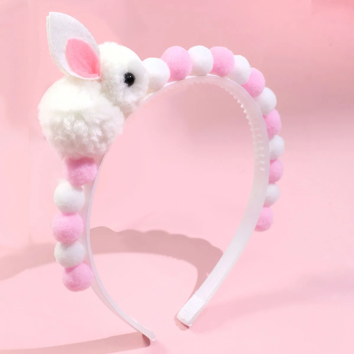 1pc Girls\' Bunny Ear Fur Ball Headband Lovely Hair Accessory for Children Hair Bands for Girls Kids Headwear Headband