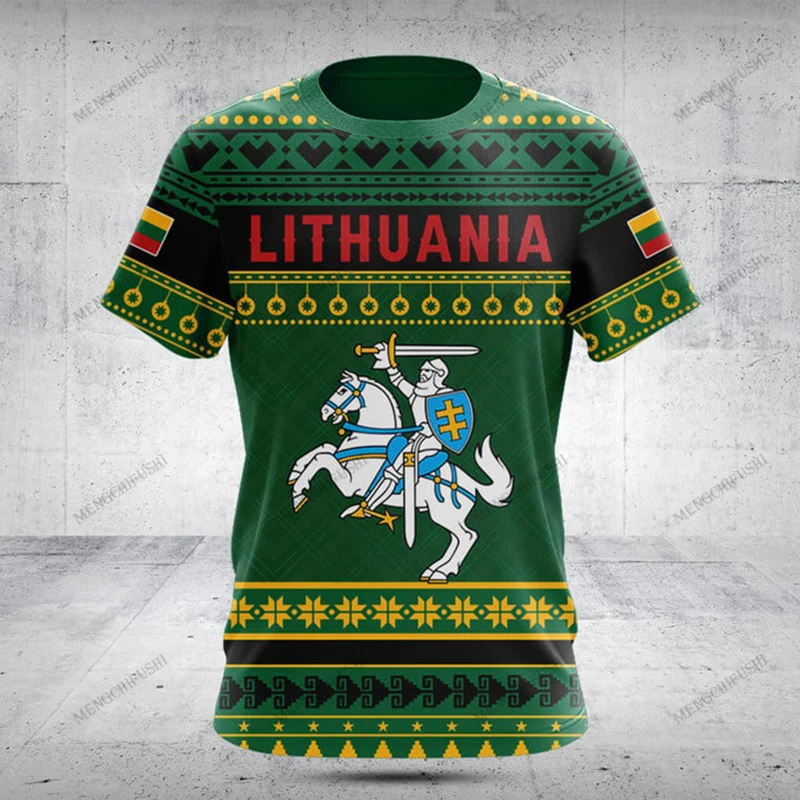 Lithuania Emblem Custom Name Christmas Graphic T-shirts Fashion O-neck Sportswear Loose Oversized Unisex Short Sleeve Tees