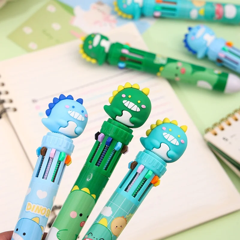 36 قطعة/الوحدة الكرتون ديناصور 10 ألوان قلم حبر جاف لطيف الصحافة الكرة أقلام مدرسة مكتب لوازم الكتابة #3