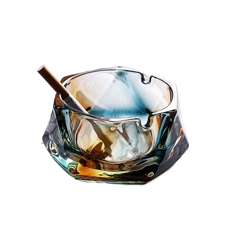 

Креативная пепельница из хрустального стекла, светлая, роскошная цветная пепельница с защитой от лета, гостиная, офис, коммерческая маленькая пепельница, украшение