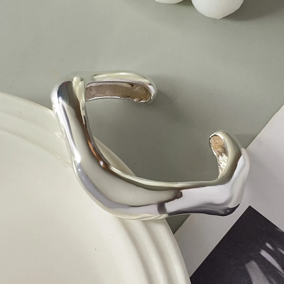 فاسق الهيب هوب الكفة واسعة هندسية أساور معدنية للنساء خمر الفضة اللون قطرة الماء الربيع الإسورة سوار أساور مجوهرات #6