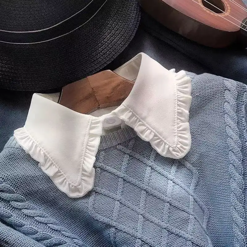 

Декоративный съемный воротник-стойка с рюшами для женских рубашек, платьев и свитеров