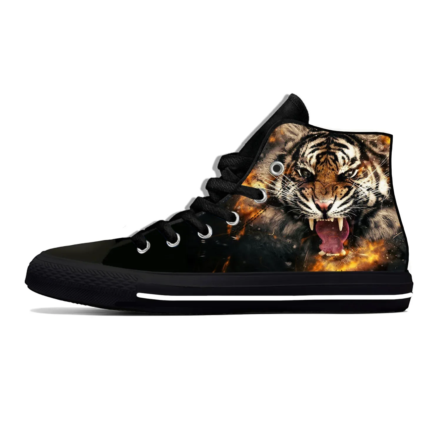 Animal de desenho animado Epic Tiger Head Sapatos casuais para homens e mulheres, tênis de topo alto, tênis clássico, moda legal, mais recente, verão, quente