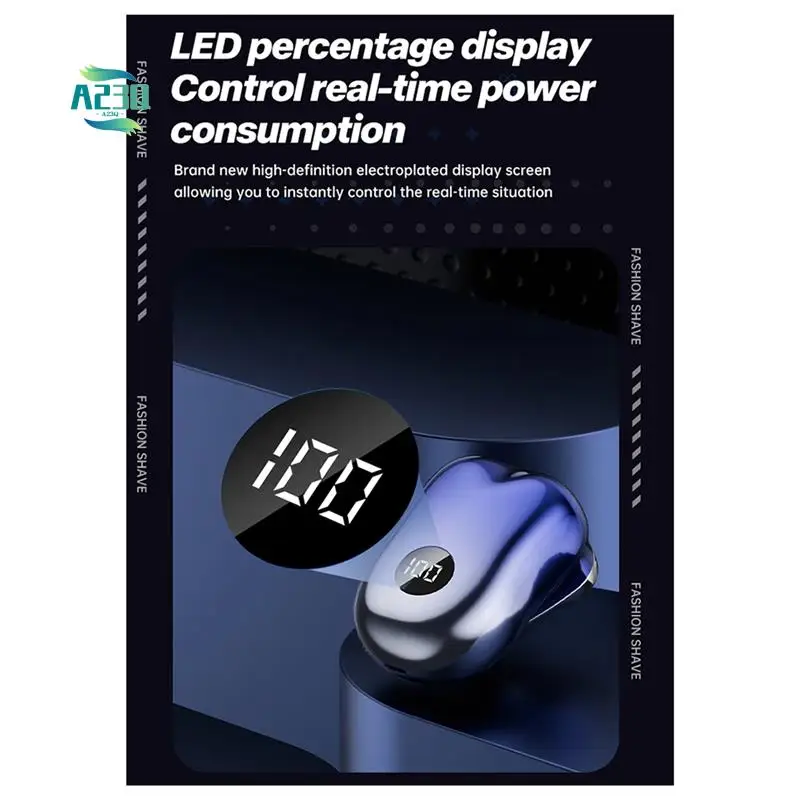 

A23Q-3D Мужская электробритва с плавающим магнитным лезвием, мини-портативный резак для бороды, перезаряжаемая роторная электробритва