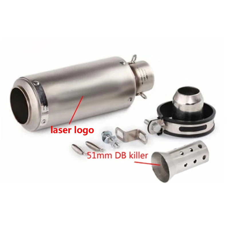 Motorfiets uitlaat inox uitlaat koolstofvezel uitlaat Universele 51/60mm met DB Killer voor z900 R3 R25 MT07 MT09 R1 Z400 Z650
