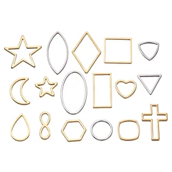 10pcs Stainless Steel Charms Connectors Hollow Frame Bezel Cross Moon for DIY Casting Necklaces Earrings Jewelry Making Supplies