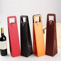 Faux Leather Wine Bottle Packaging Bag Unique Classic Reusable Storage Handbag Tote Party Gift Wrapping