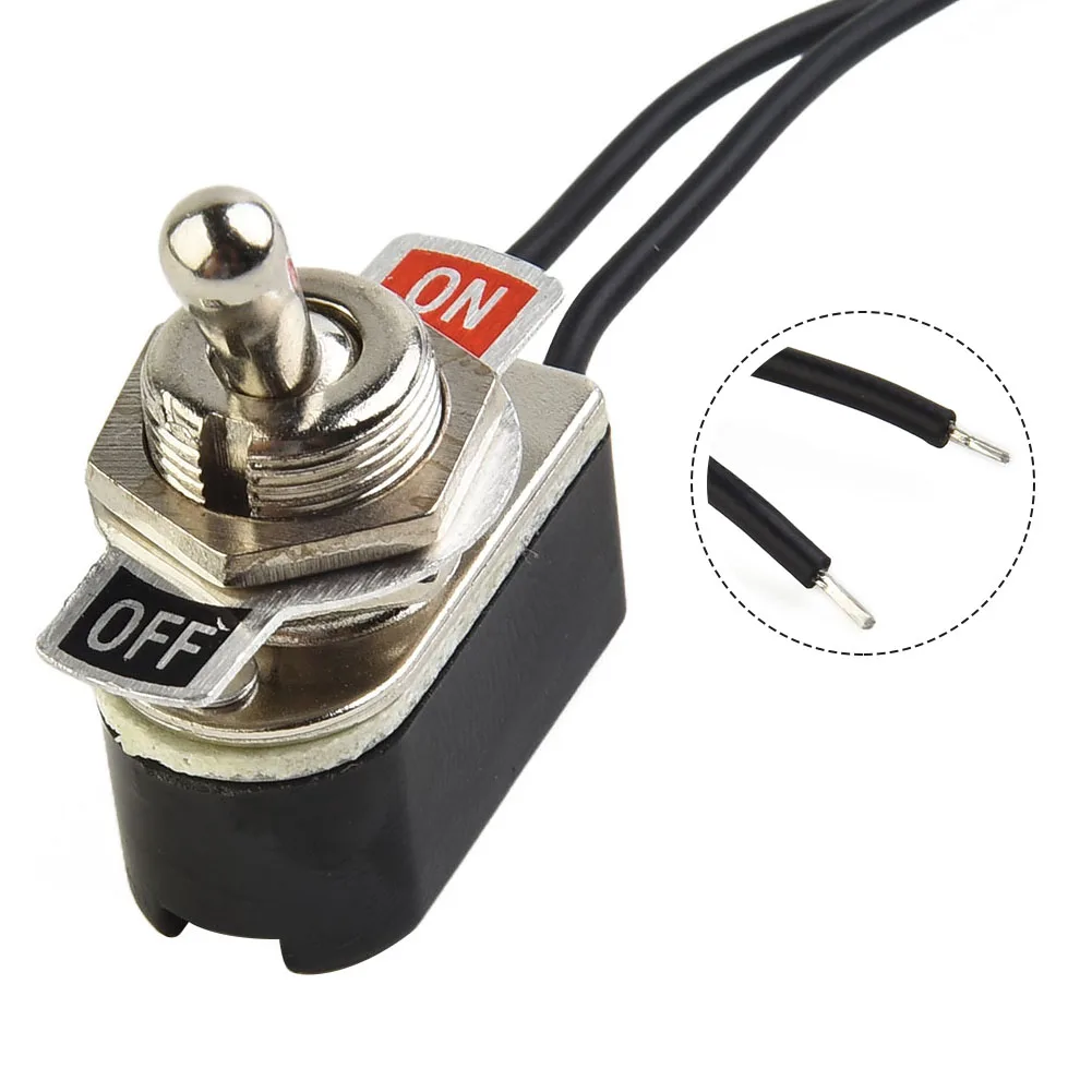 SPST 6A Toggle Switch SPST Contacts Switch Toggle With Wire Switch 12mm Cutout 1PCS 2 Foot Black+Silver Brand New