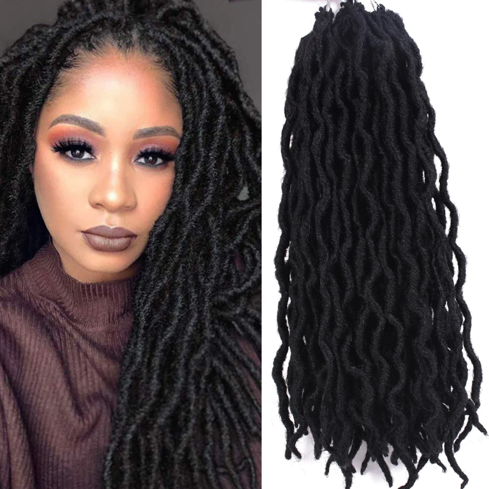 

Goddess Faux Locs Вязаные крючком волосы Мягкие вьющиеся дреды Наращивание волос Синтетические плетения волос Ombre Вязание крючком Locs Оптовая продажа косичек