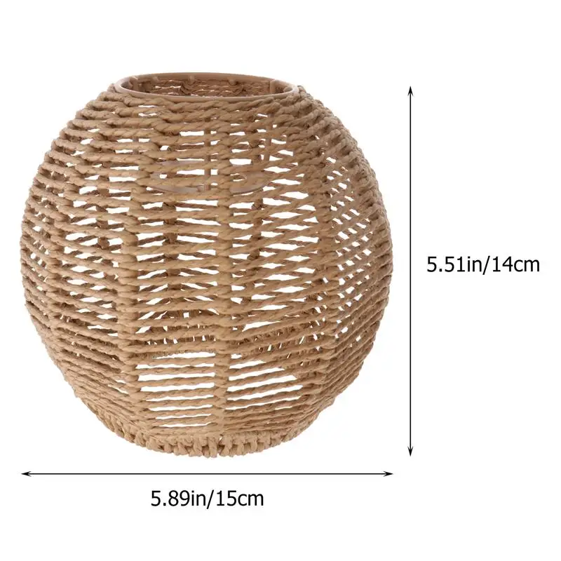 Woven Rattan Lampshade for Chandelier and Pendant Light Modern Style Home Decor in Khaki Color