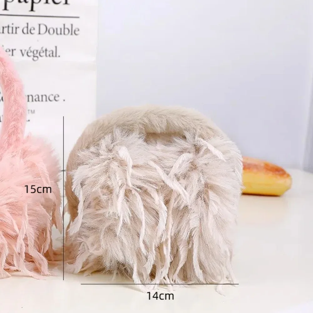 ใหม่พู่ Feather ฤดูหนาว Earmuffs อุ่นพับหูอุ่น Earflap สีทึบหู Muffs ผู้ชาย