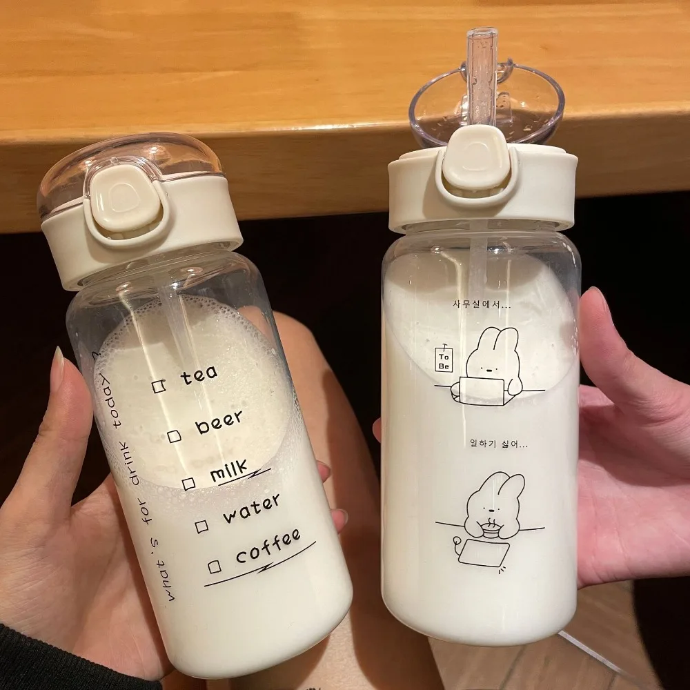 520ml Kinder Trinkbecher Wasser flaschen kreative Cartoon Fütterung mit Strohhalmen und Deckeln auslaufs ichere tragbare Kleinkinder Getränke becher