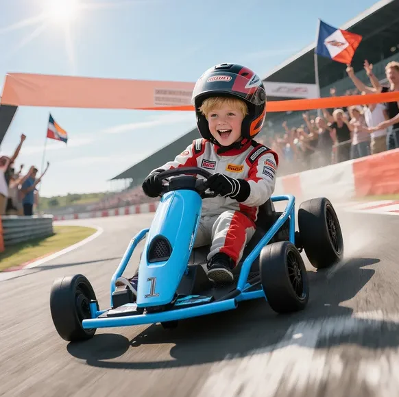 عربة الذهاب الكهربائية Aosom 24V لسيارة Drift Ride-On Racing Go Kart مع سرعتين، للأولاد والبنات من سن 8 إلى 12 سنة، أزرق