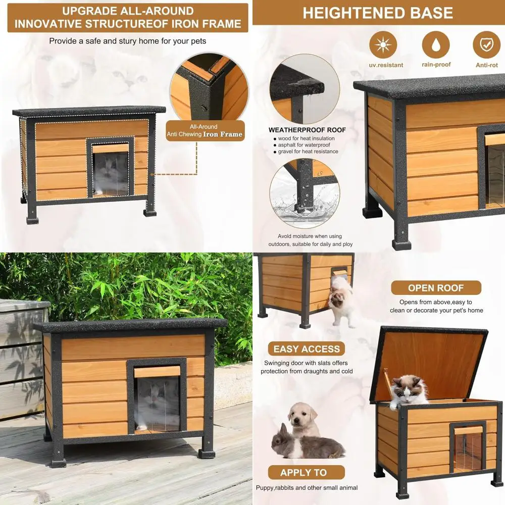 

Weatherproof Outdoor Enclosure for Feral Cats, Small Animals & Pets with Escape Access