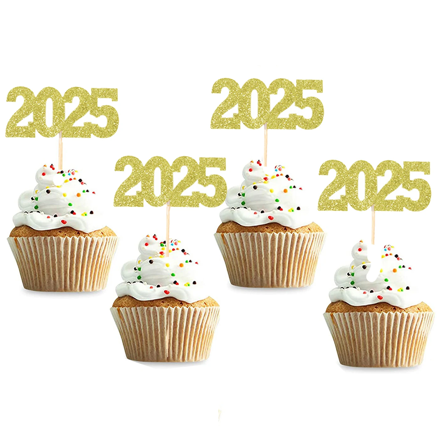 

12pcs 2025 Cake Topper new year 2025 Toothpick Happy New Year 2025 party decoration supplies cake toppers Christmas cake decor