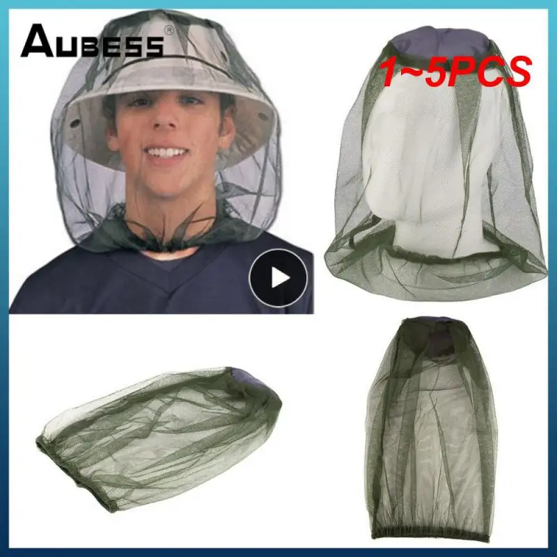 1~5PCS Outdoor Fishing Anti Mosquito Net For Face Mosquito Insect Repellent Hat Bug Mesh Head Net Face Protector Travel