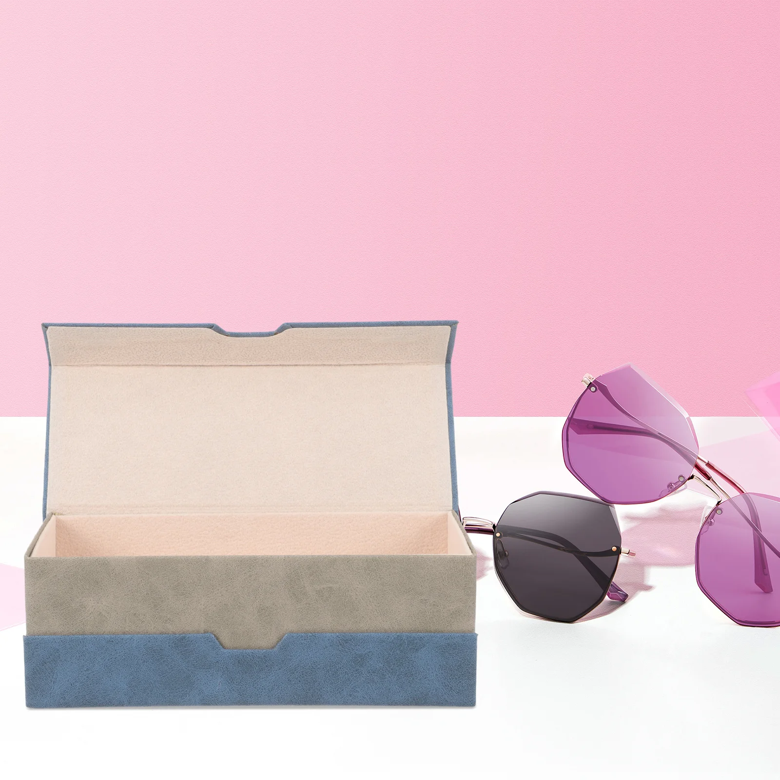 

Double Eyeglass Case PU Hard Shell Stylish Travel Glasses Holder Large Capacity Multiple Pairs Organizer Portable