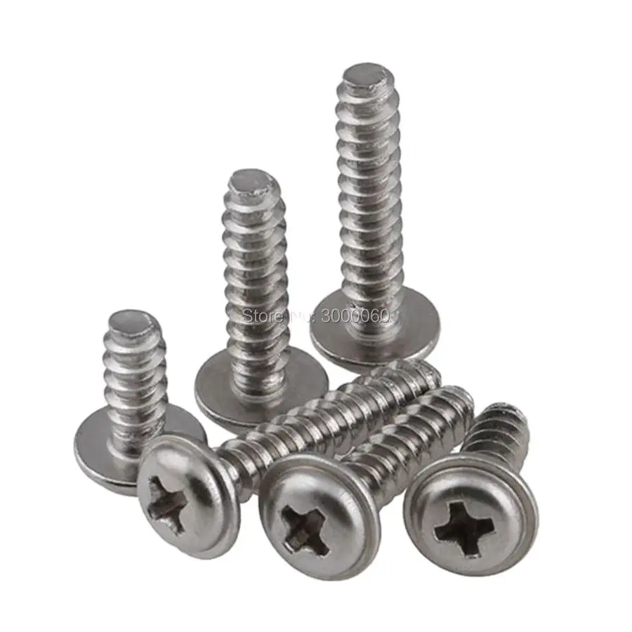 M2 M2.6 M3 M4 Stainless Steel 304 A2 Corss Recessed Phillip Pan-Round Washer Head With Collar Self Tapping Screw With Flat End