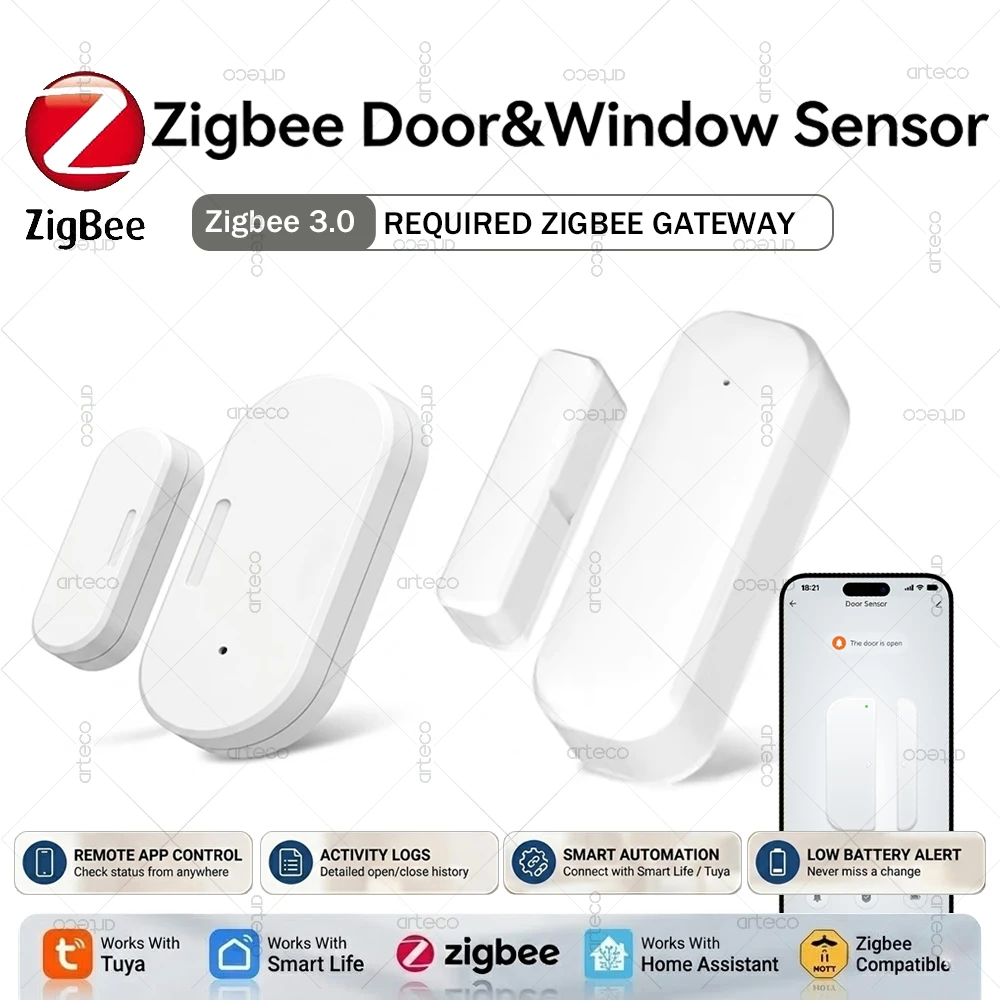 Zigbee Door Window Contatct Sensor Open Closed Detector Smart Home Alarm Security Automation Smart Life Tuya Z2M Home Assistant