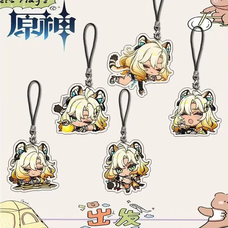 genshin Xilonen Cartoon Anime Pendant Keychains Holder Car Key Chain Key Ring Phone Bag Hanging Gifts Accessories