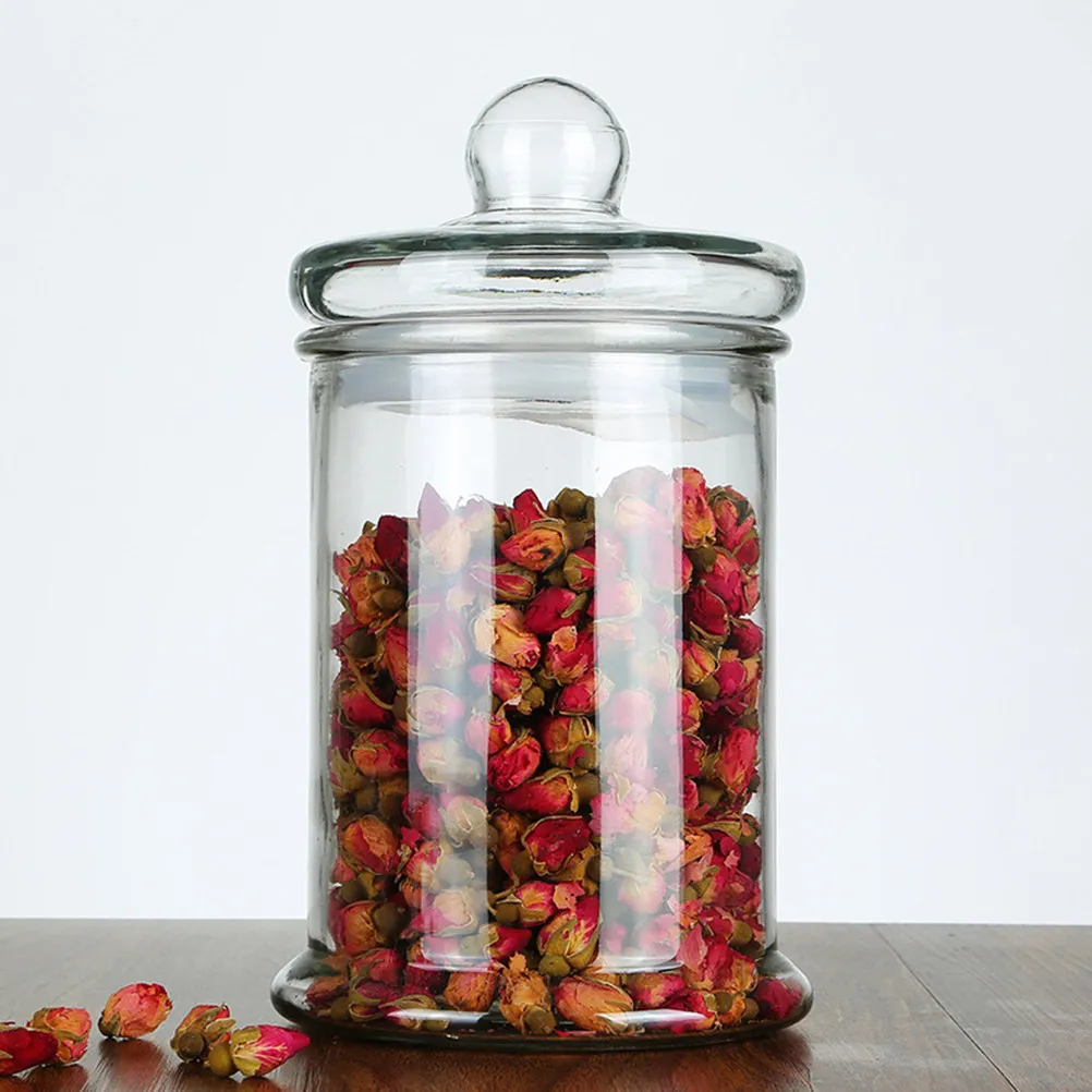 

5Pcs Sealed Glass Jars Set Large Cylindrical Airtight Spice Storage Jars Kitchen Food Tea Nut Sugar Containers