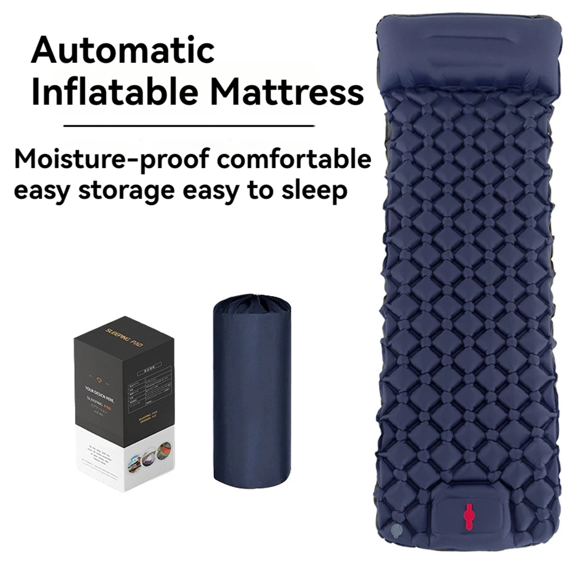 Matelas à air de camping portable ultra-léger, pompe de gonflage intégrée, randonnée naturelle, automatique