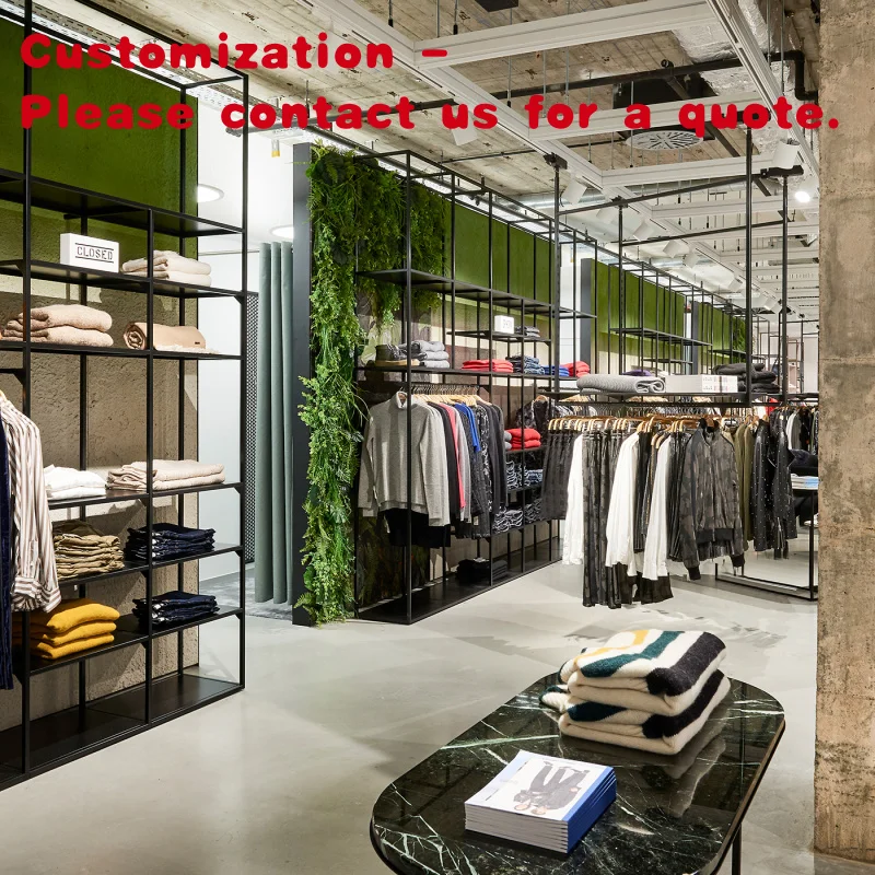 custom.Customized Clothing Store Fixtures Metal Garment Golden Display Rack Clothing Shop Interior Design