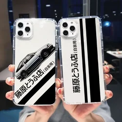 Japan Classic Comic Initial D Phone Case for iPhone 16 15 13 11 12 14 Pro Max 13Mini 15 Plus SE JDM AE86 Soft Transparent Cover