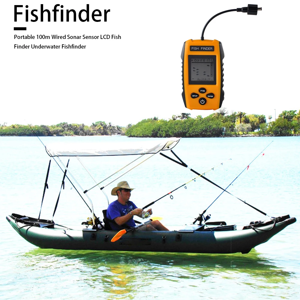 Waterproof Fishfinder 100m Wired Fish Finder Portable Sonar Sensor Fishing Lure Echo Sounder Finded Fishing Tackle