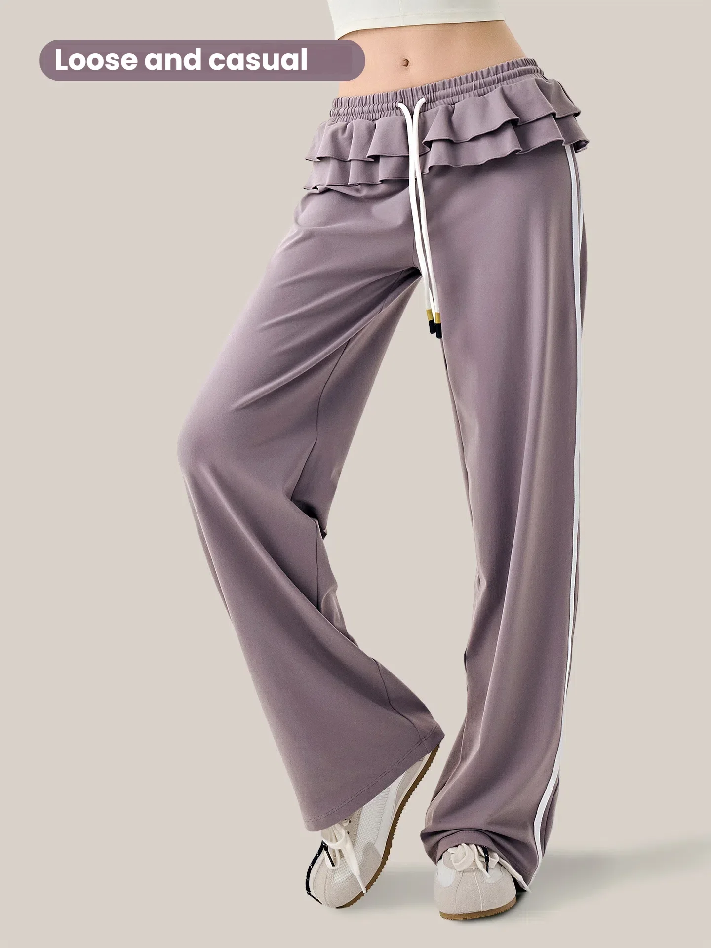 المرأة فضفاضة تناسب الباليه مضيئة السراويل عالية الخصر اليوغا صالة واسعة الساق السراويل رياضة الجري تنورة غير رسمية السراويل ملابس امرأة #3