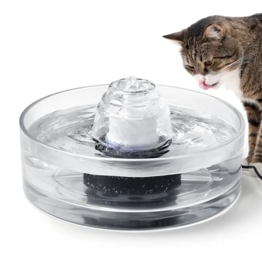 

2.7L Glass Pet Fountain Transparent Glass Cat Water Fountain and Little Dog Drinking Bowl Automatic Cat Water Dispenser