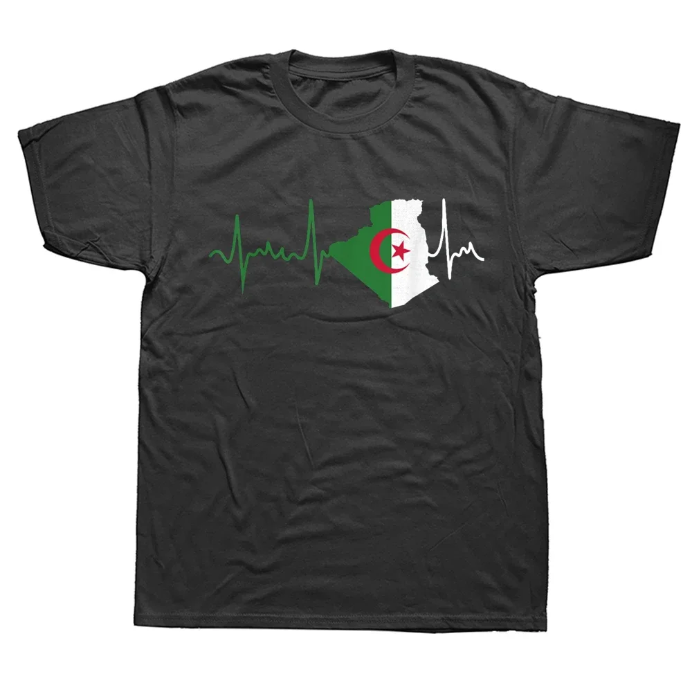 Funny Algeria Heartbeat Proud To Be Algerian T Shirts Graphic Cotton Streetwear Short Sleeve Birthday Gifts Summer Style T-shirt