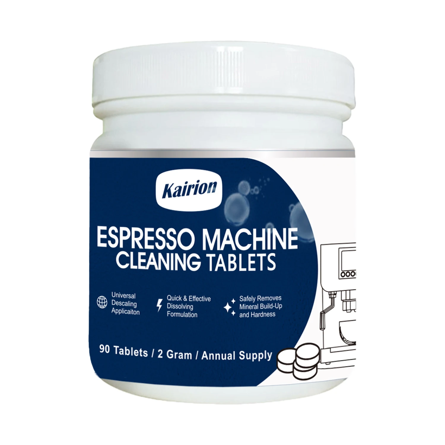 

Таблетки для чистки кофемашин Kairion 90, очищают трубки кофемашин, удаляют жир, семейная упаковка